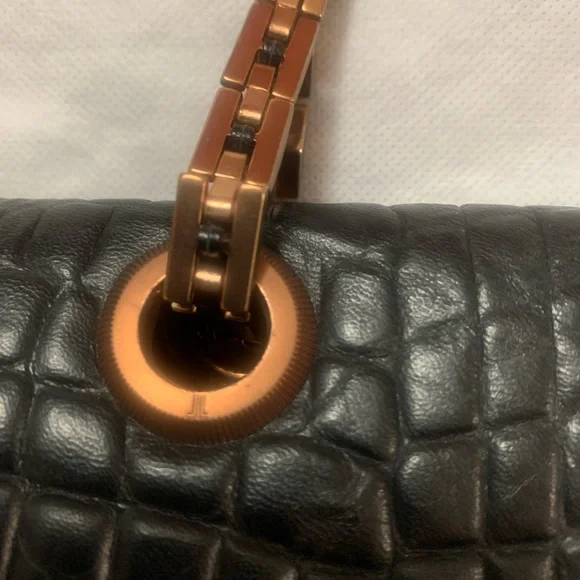 Lanvin Black Crocodile-Embossed Shoulder Bag - Picture 8 of 15